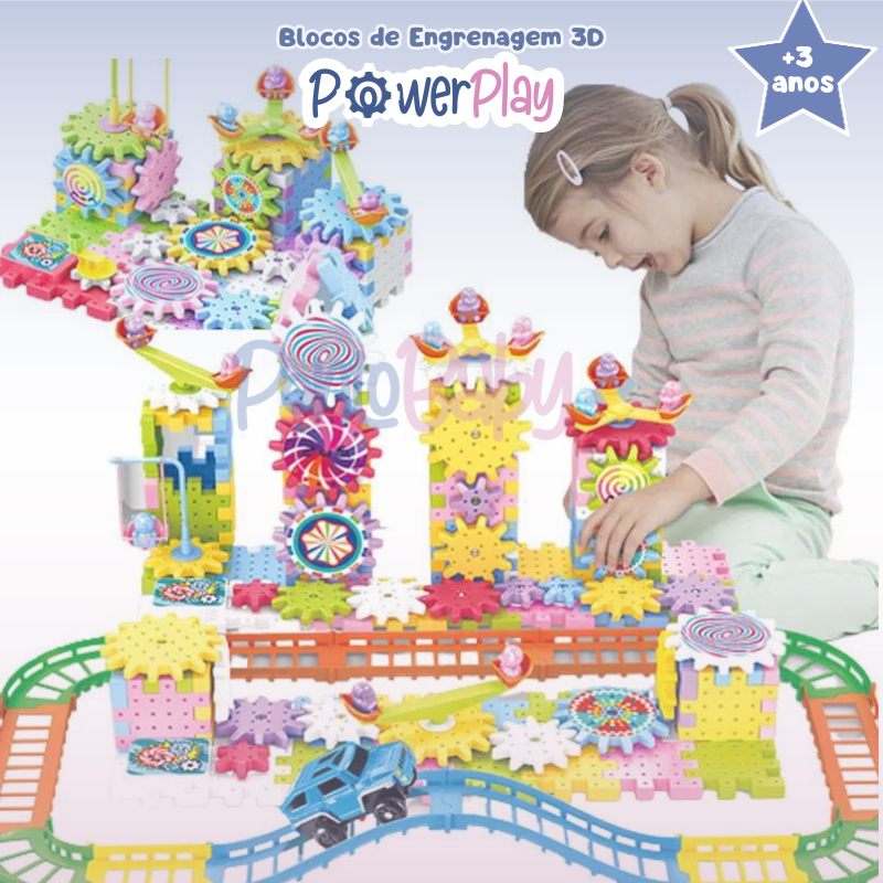 Blocos de Engrenagem 3D PowerPlay - Brinquedo elétrico