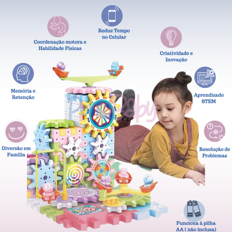 Blocos de Engrenagem 3D PowerPlay - Brinquedo elétrico