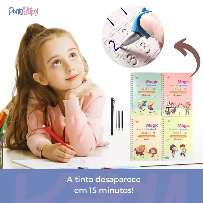 Cadernos de Caligrafia Mágicos - KIT com 4  + Brinde Exclusivo