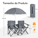 Conjunto Duo Luxo Outdoor – Cadeiras Dobráveis com Guarda‑Sol e Cooler Integrado