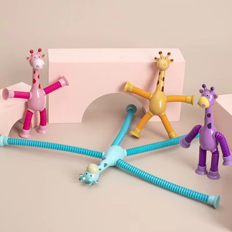 Giraesticas - Kit com 4 Girafas coloridas com Ventosas