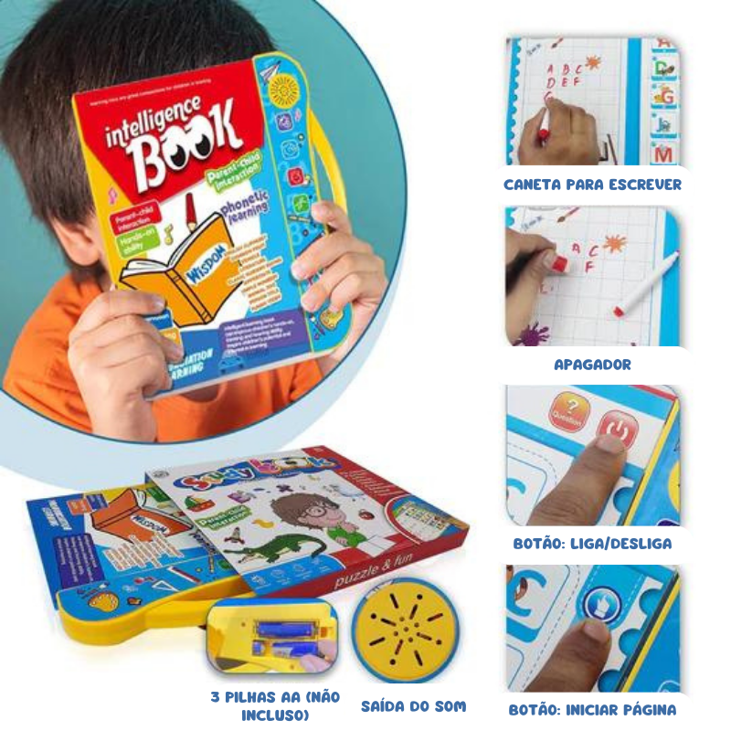 Livro eletrônico com som interativo - Book Inglês Kids