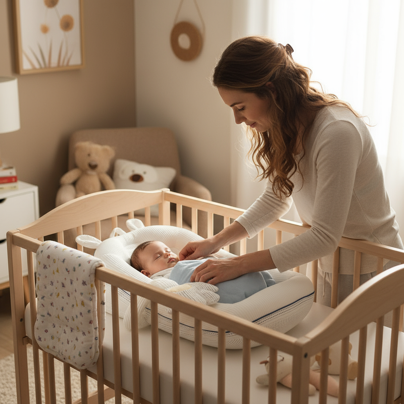 Berço Antirrefluxo Inclinado para Bebê com Função de Toque Suave