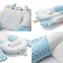 Espreguiçadeira inteligente e calmante para bebês com mãos que fazem carinho.