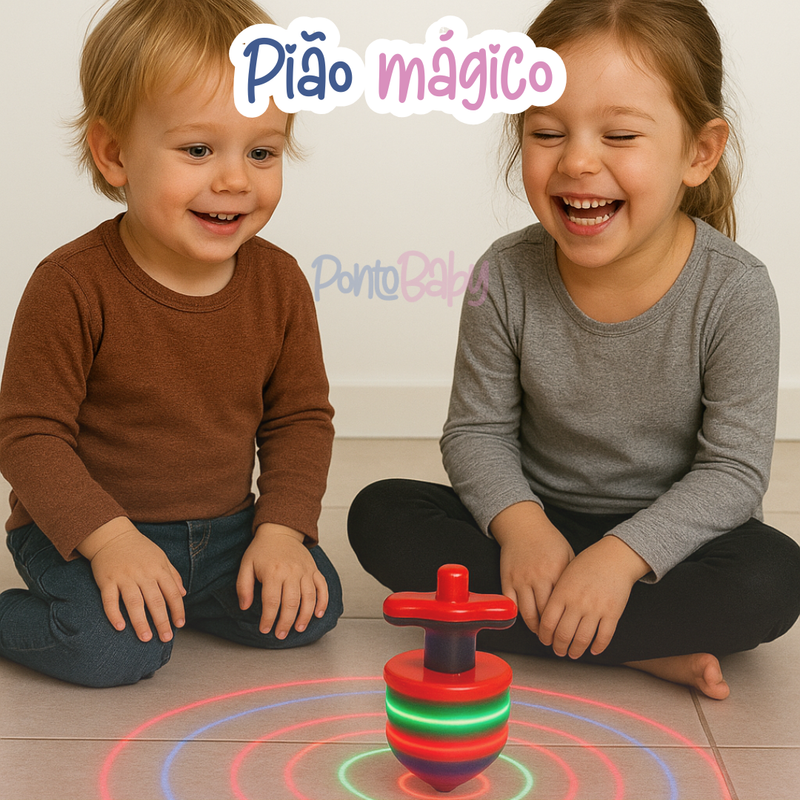 Pião Mágico Musical - Luz, Som e Diversão em um só brinquedo!