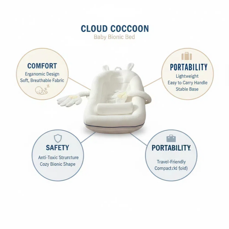 Berço Antirrefluxo Inclinado para Bebê com Função de Toque Suave