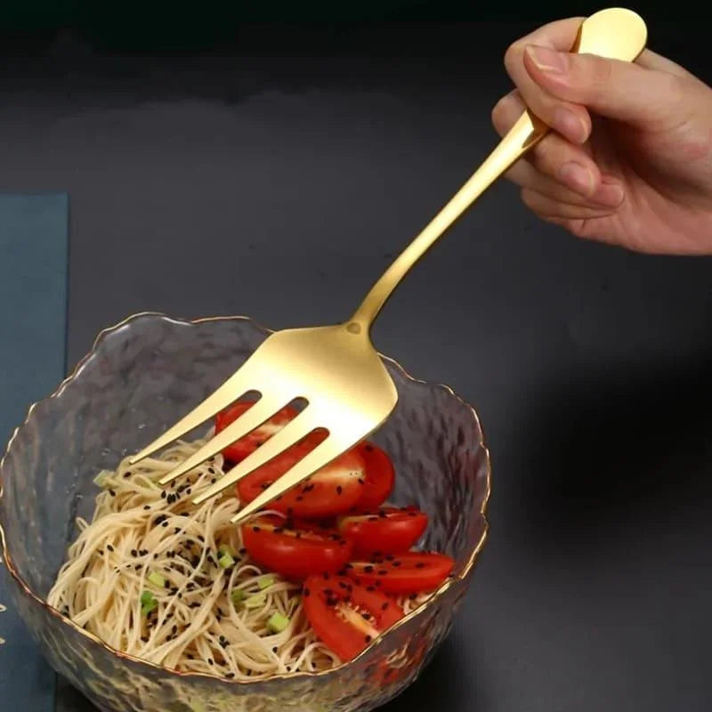 Kit Utensílios de Cozinha 6 Peças em Aço Inox Dourado e Prata