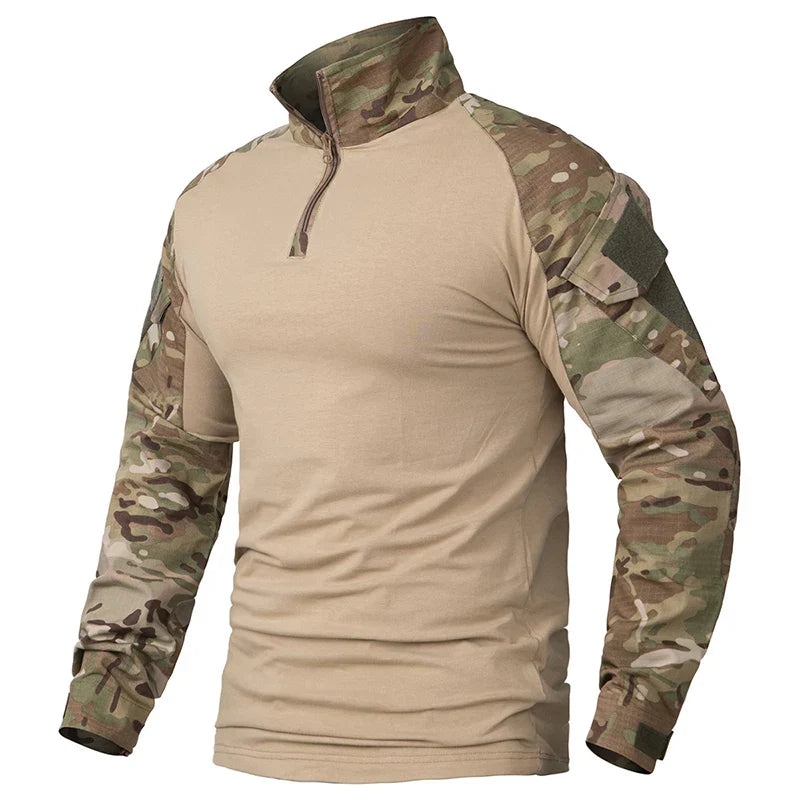 Camiseta Tática Camuflada Masculina de Manga Longa
