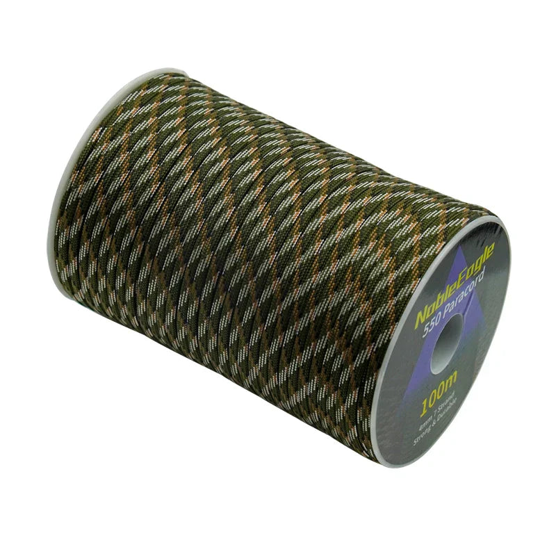 Corda Paracord 550 Militar 50M / 100M - 7 Fios e 4mm de Diâmetro | Nativo Camping