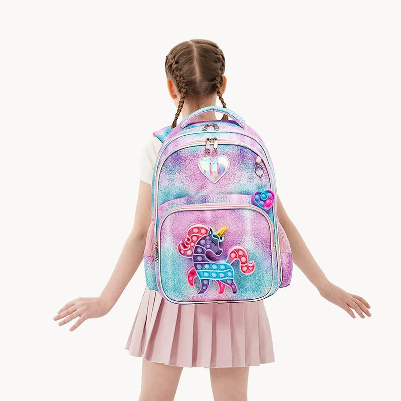 Kit Escolar para Menina Popit- Mochila, Lancheira, Estojo e Pingente