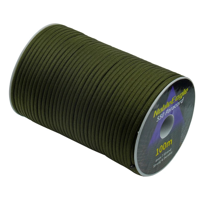 Corda Paracord 550 Militar 50M / 100M - 7 Fios e 4mm de Diâmetro | Nativo Camping
