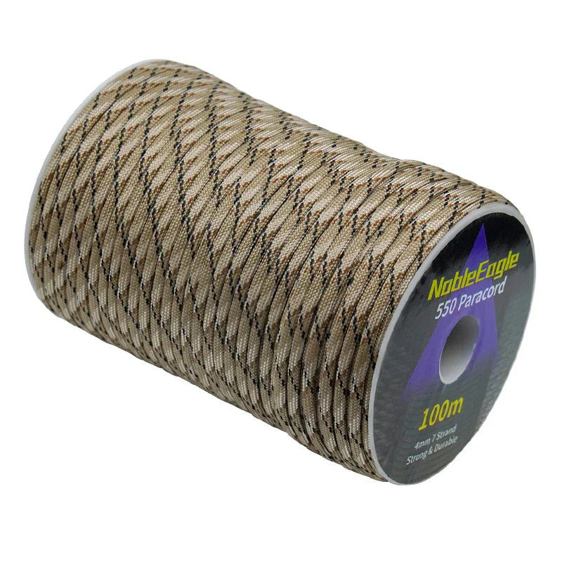 Corda Paracord 550 Militar 50M / 100M - 7 Fios e 4mm de Diâmetro | Nativo Camping