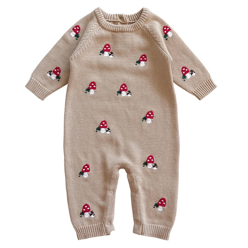 Macacão Tricot para bebês - Cogumelo