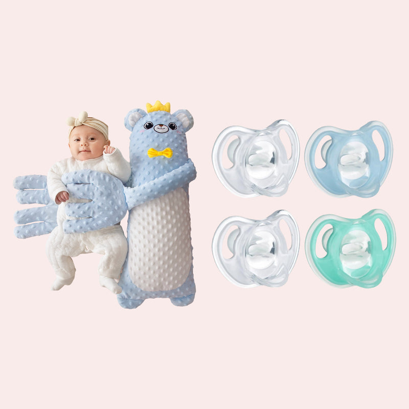 Baby Sleep Soothing Set – Patting Mat + 4 Ultra-Light Silicone Pacifiers