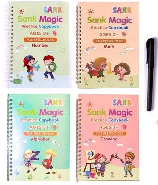 Cadernos de Caligrafia Mágicos - KIT com 4  + Brinde Exclusivo