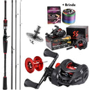 Conjunto Carbon - Carretilha com 10KG de DRAG - Vara 10/25 LBS + Linha Multifilamento