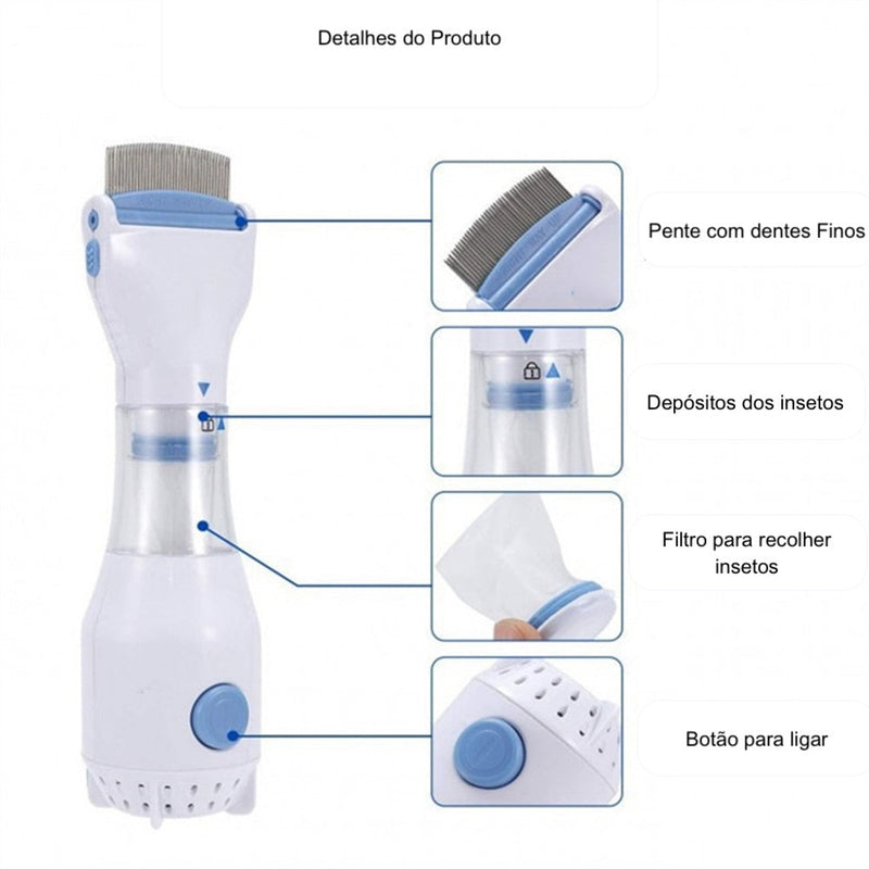 Pente Elétrico Removedor de Piolhos e Lêndeas - Lice Grabber
